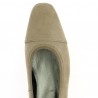 Ballerine petit talon velours beige grande pointure Shoesissime, vue dessus