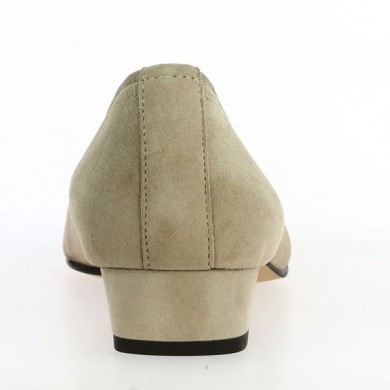 Escarpin petit talon velours beige 42, 43, 44, 45 Shoesissime, vue talon