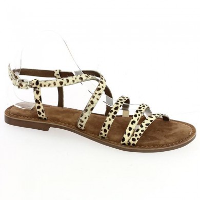 Shoesissime large size leopard print sandal, profile view