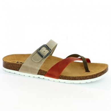 Multicolored cork sandal, large size, profile view