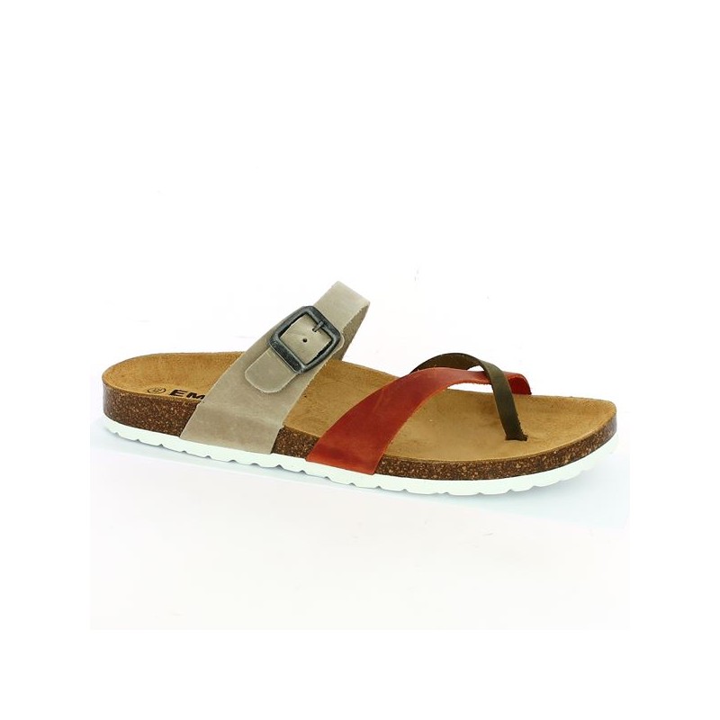 Multicolored cork sandal, large size, profile view Multicolored cork sandal, large size, profile view