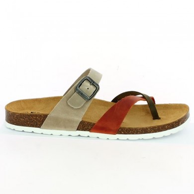 Multicolored cork sandal, large size, side view