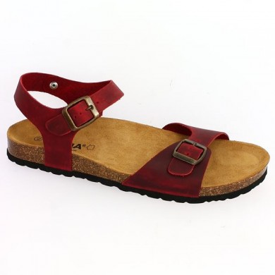 sandal with red cork sole big size woman, profile view