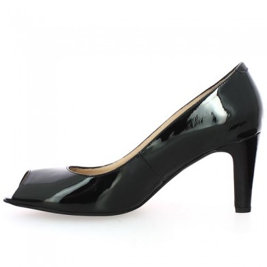 black patent open toe heel 42, 43, 44, 45, inside view