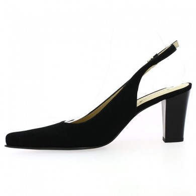 black sling back pump large size, inside view