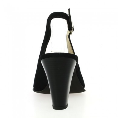 escarpin noir sling back grande taille, vue talon