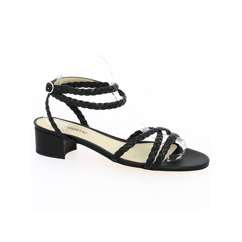 black braided sandal 42, 43, 44, 45 woman Shoesissime, profile view