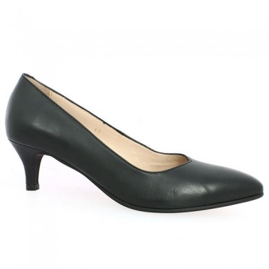 Escarpin noir petit talon fin grande taille, vue profil