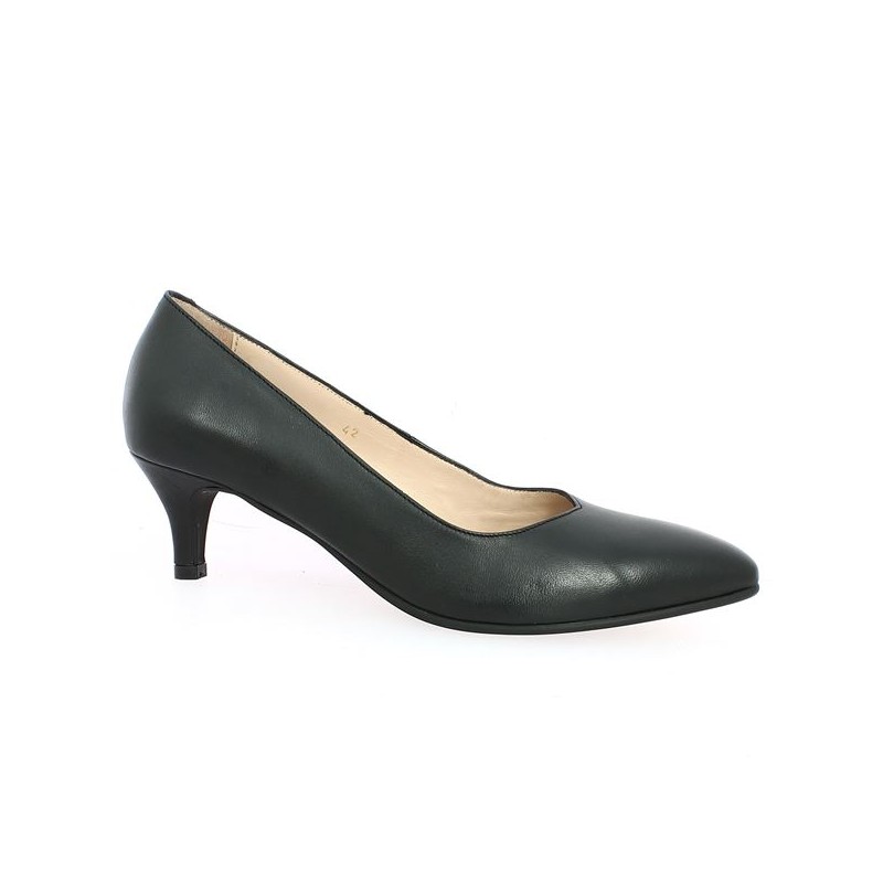 Escarpin noir petit talon fin grande taille, vue profil