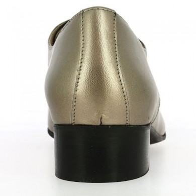 chaussure à lacets femme 42, 43, 44, 45 cuir doré metal, vue talon