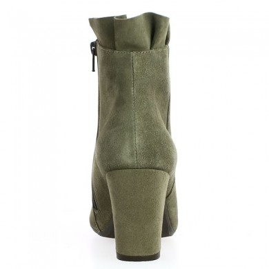 Square toe taupe ankle boots large size, heel view