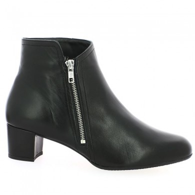 Shoesissime small heel black leather boots large size, profile view