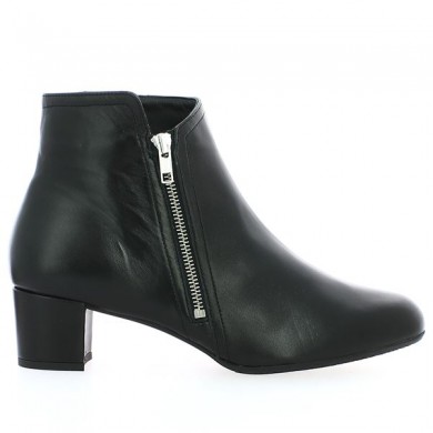 boots petit talon cuir noir grande pointure Shoesissime, vue coté