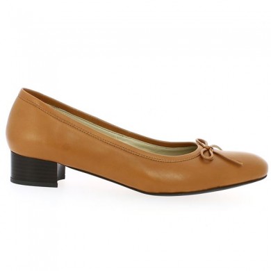 ballerinas with camel leather heel big size, side view