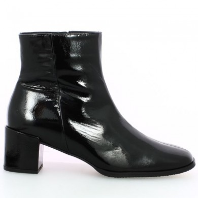 Bottines talon vernies noires femme grande taille, vue coté