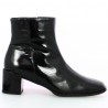 Black patent ankle boots, large size, side view