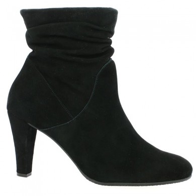 Black velvet high heel boots large size, side view