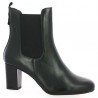 black elastic heels, profile view