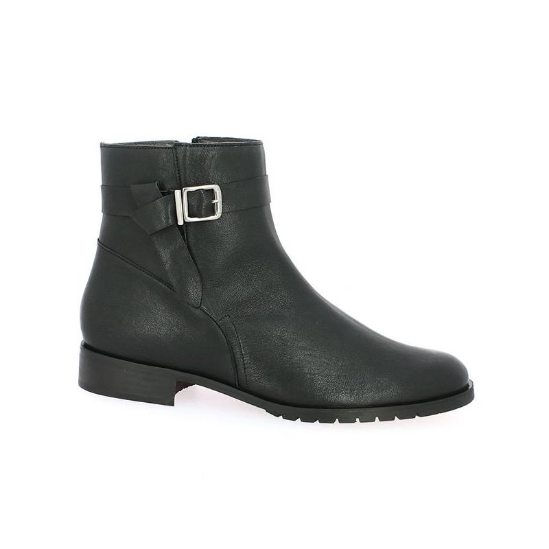 Theresa Bottines plates noires brides Boots grande taille femme Shoesissime