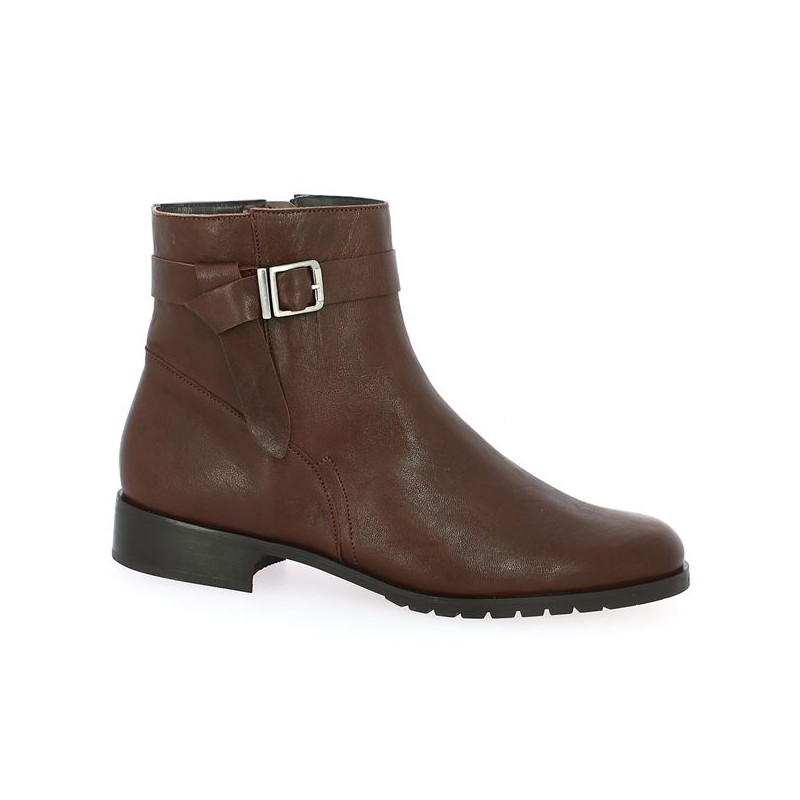 Bottines cavaliere marron grande taille femme, vue profil