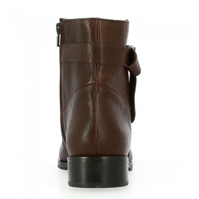 Brown buckle boots large size woman, heel view