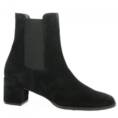 bottines petit talon nubuck noir, vue profil