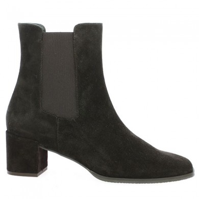 Bottines marron montante petit talon grande taille, vue profil