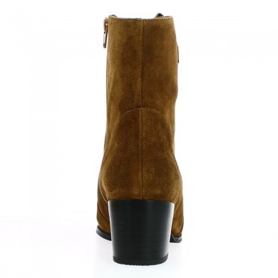 Women's santiag boots large size brown cognac, rear view