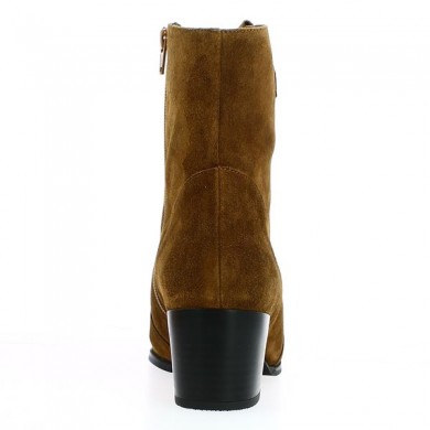 Bottines santiag femme grande taille marron cognac, vue derrière