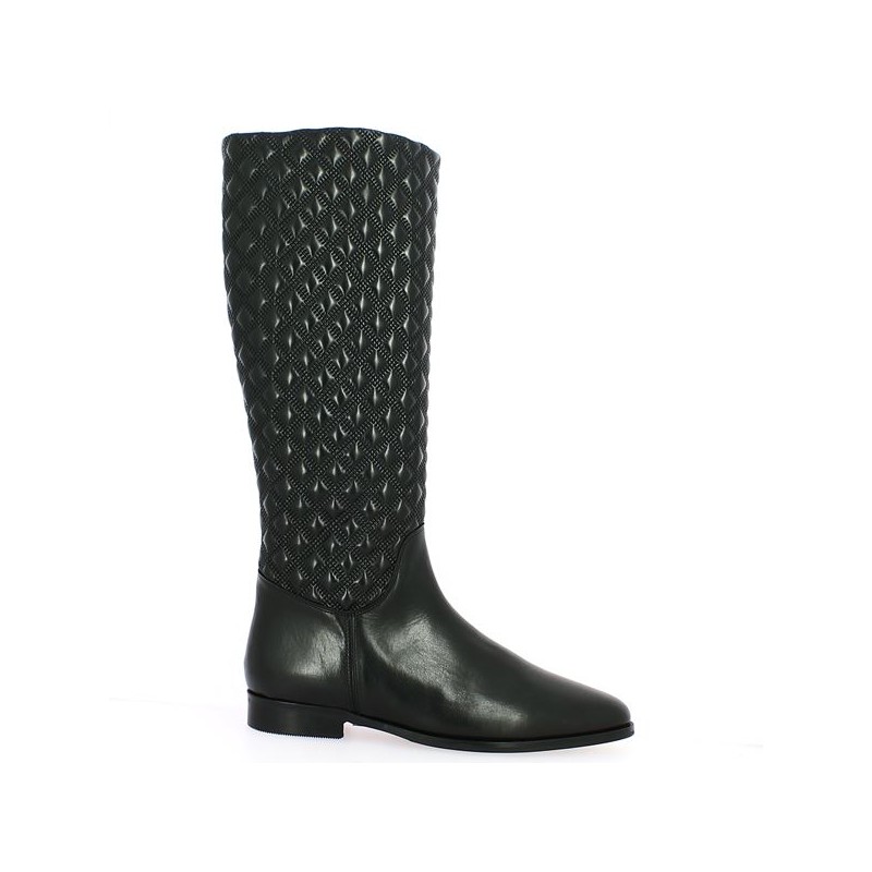 bottes matelassée femme cuir grande taille shoesissime, vue profil