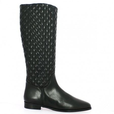 quilted leather boots large size shoesissime, profile view quilted leather boots large size shoesissime, profile view