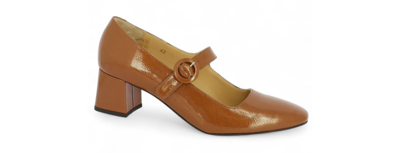 escarpin vernis camel talon femme grandes tailles