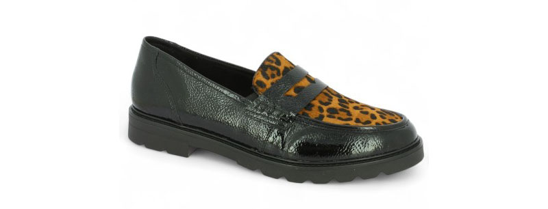 mocassin noir leopard grande pointure femme